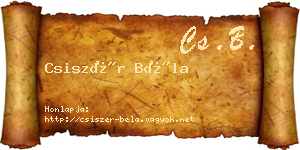 Csiszér Béla névjegykártya