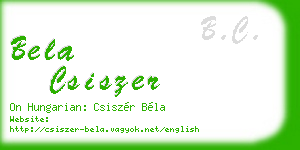 bela csiszer business card