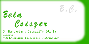 bela csiszer business card